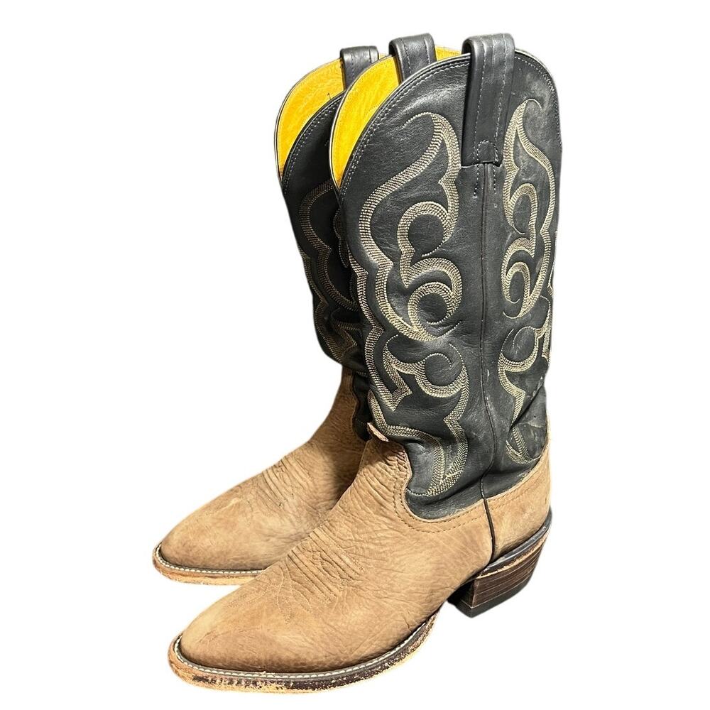 VINTAGE NOCONA BROWN WESTERN COWBOY EMBROIDERED‎ LEATHER BOOTS SIZE 6 C Womens